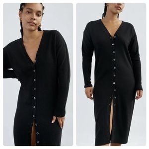 Aritzia Wilfred Utopia Cardigan Sweater Dress Black size XS